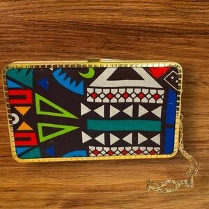 Aztec Pattern Clutch/ Purse/ Wallet. Has compartments for phone/ cards/money